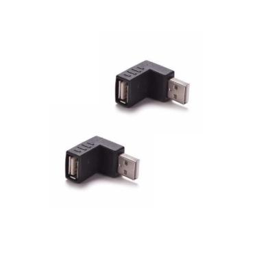 Imagem de Kit 2 Adaptadores Conectores Usb 2.0 90 Graus Machoxfêmea