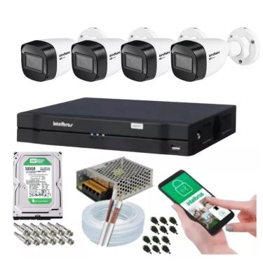 Imagem de Kit 4 Camera de Seguranca Intelbras Bullet 30m vhd 1130b Externa Dvr 4 canais multi hd