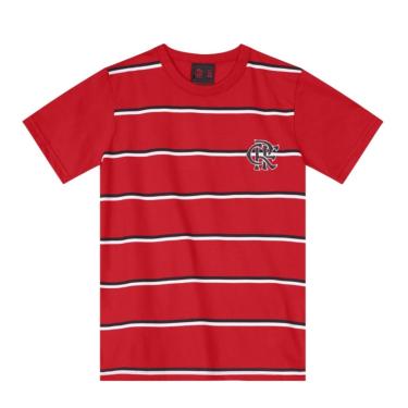 Imagem de Camiseta Flamengo Listras Menino Infantil Vermelho -Brandili