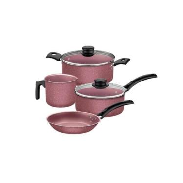 Imagem de Jogo De Panelas Alumínio 4 Peças Linz Tramontina, Rose