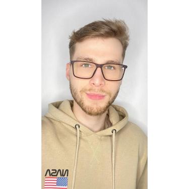 Imagem de Armação Óculos Grau Quadrada Masculino Enzo Marrom