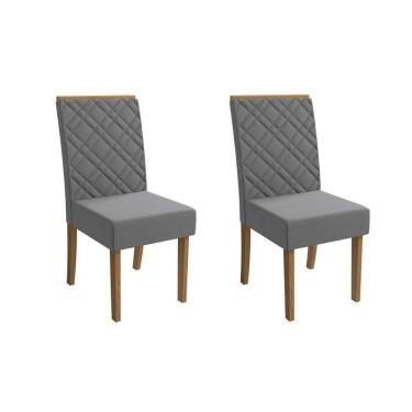 Imagem de Cadeira De Cozinha Gardênia 2cad149 Madeirado Kit 2 Un Canela-suede Cinza - Kappesberg