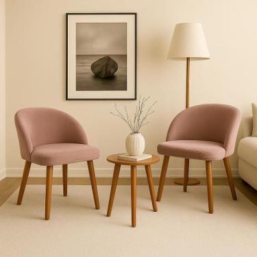 Imagem de Kit 2 Cadeiras Lua Slim Decorativa Tecido Veludo Pés Palito - Pétala, 