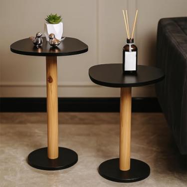 Imagem de Mesa de Canto Orgânica com Pés Palito – MDF com Acabamento Fosco, Estilo Retrô e Moderno (JOGO PRETA)