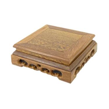 Imagem de Ioensy Suporte de pedestal para base de exposição, centro de mesa decorativo versátil, suporte para plantador de madeira, base de madeira para cafeteria, 18x18x6cm