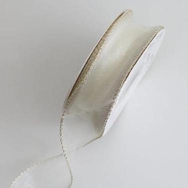 Imagem de Fita de gaze bege para embrulho de presente 4 cm x 10 jardas 1 rolo de fita artesanal para aniversário, dia dos namorados, casamento e grinaldas