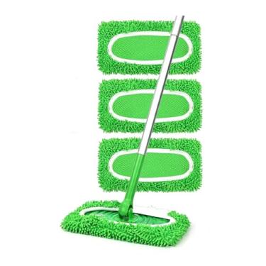 Imagem de Almofadas de esfregão de microfibra reutilizáveis, 3 peças de substituição compatíveis com esfregão Swiffer, refis e panos laváveis para limpeza de piso de madeira