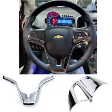 Imagem de Capa Cromada Volante Tracker Cruze Spin Cobalt Onix Prisma Sonic (3 Peças) (ABERTURA LADO DIREITO)