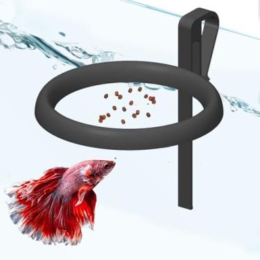 Imagem de Anel de alimentação de peixe, alimentador de aquário redondo com clipe com anel flutuante para peixes Betta Goldfish Guppy