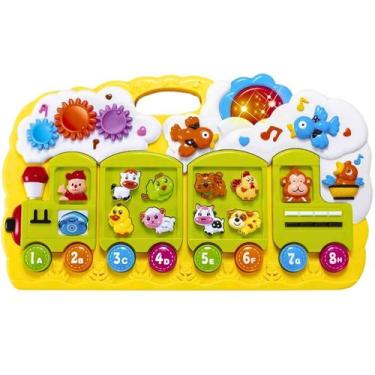 Imagem de Trenzinho Brinquedo Teclado Educativo Animais Música e Luz - DM Toys