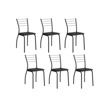 Imagem de Kit 6 Cadeiras Sala Jantar 1700 6 Un Preto- Courano Preto - Carraro