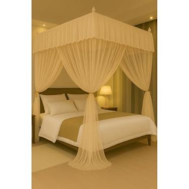 Imagem de Mosquiteiro Palácio Cortinado Casal/Queen – Renda Importada Volta ao Mundo, Anti-Mosquito, 2,00m comprimento(2 unidades,creme)