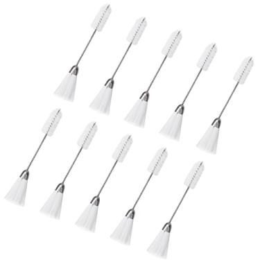 Imagem de Escova de limpeza de máquina de costura de aço inoxidável de nylon, conjunto de 10 escovas, design de ponta dupla, para ferramenta sanitária doméstica, limpeza mais fácil em áreas de difícil acesso