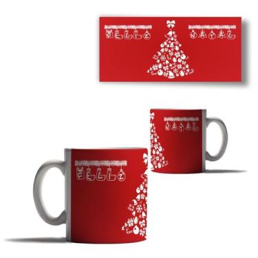Imagem de Caneca Porcelana Feliz Natal Fundo Vermelho Mensagem Amor - Enjoy Shop