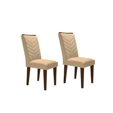 Imagem de Kit 2 Cadeiras Londrina Madeira Capuccino Linho Turim