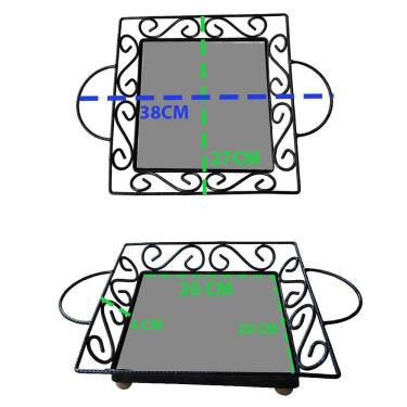 Imagem de Fruteira De Mesa Bandeja Ferro E Azulejo Quadrada Premium Cozinha Azulejo G1