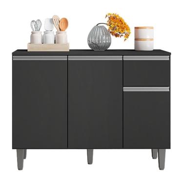 Imagem de Balcão De Cozinha Vanessa 105cm Cinza Com Tampo Mdp - Ajl Móveis Cinza