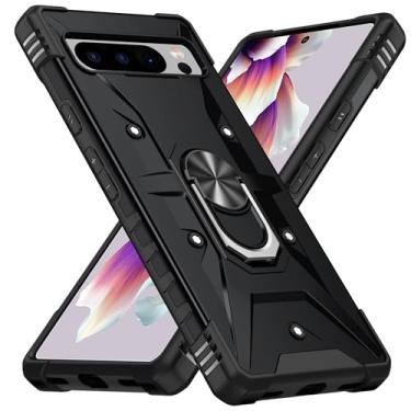 Imagem de SORAKA Capa para Google Pixel 8 Pro com suporte para anel,PC rígido e TPU macio,proteção dupla 2 em 1,compatível com suportes magnéticos para carros