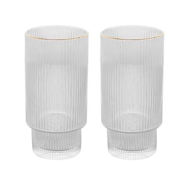 Imagem de Conjunto 2 Copos Altos De Cristal Com Fio De Ouro 400 Ml Lines Wolff