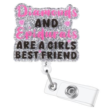 Imagem de Carretel de crachá engraçado de enfermeira médica | Porta-crachá retrátil de parto e parto | Clipe de crachá médico para enfermeiras obstétricas e anestesistas | Presentes de enfermeira | Acrílico