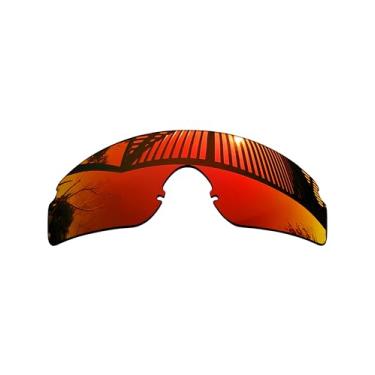 Imagem de MYCOURAG Lentes de reposição polarizadas com proteção UV para Oakley RazorBlades Nova armação de óculos de sol – Vermelho Fogo Revestido Espelhado Polarizado