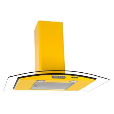 Imagem de Coifa De Parede 80cm Vidro Curvo Slim Fogatti Amarelo 110V