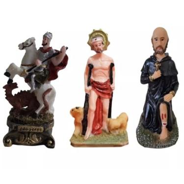 Imagem de Coleção de Imagens de Santos Resina Mini 9 cm - Santinhos São Jorge, São Lázaro e São Peregrino