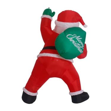 Imagem de Baoblaze Papai Noel inflável escalando parede, figura engraçada de Papai Noel de 200 cm de altura, decoração externa para quintal e jardim.