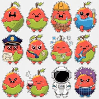 Imagem de Adesivo Decorativo Kawai Infantil Para Quarto e Cadernos Com Emojis Animais e Frutas 30x30cm