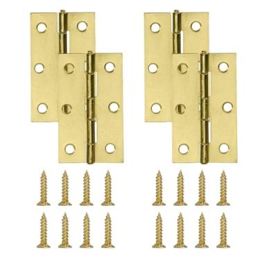 Imagem de Dobradiça de porta de latão de 6 cm, Zernmiarder 4 peças de dobradiças de extremidade de ferro, dobradiças de janela internas e externas com parafusos - 60 x 36 mm