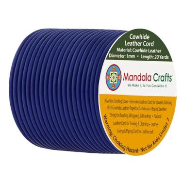 Imagem de Mandala Crafts Cordão Redondo De Couro Vaca Genuíno Azul Marinho Para Fabricação Joias Kumihimo Carretel Corda - 20 Jardas, 1 Mm