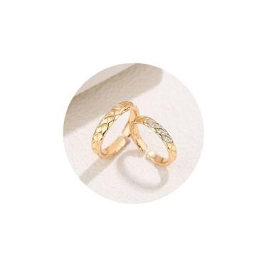 Imagem de Anel de noivado em prata esterlina 925 com revestimento de ouro 18k - 