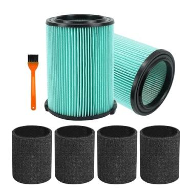 Imagem de ATXKXE Filtro de substituição VF6000 úmido ou seco para aspiradores de pó Ridgd 5-20 galões WD5500 WD0671 WD6425 WD7000 WD1280 WD1851 WD1680 WD1956 RV2400A, pacote com 4 capas de espuma, Pacote com 2