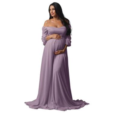 Imagem de Vestido de maternidade Fivsole Flowy Chiffon Wisteria para sessão de f