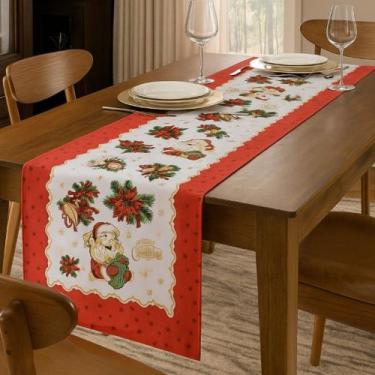 Imagem de Trilho Caminho de Mesa Natal Vermelho Estampado 1m x 35cm - JW SHOP, S