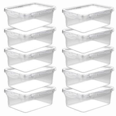 Imagem de 10 Pote Plástico Tampas Travas 800ml Freezer Microondas Jogo Marmita P