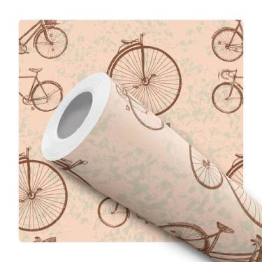 Imagem de Papel De Parede Adesivo Lavável Sala Bicicleta Vintage Bege Bike Marro