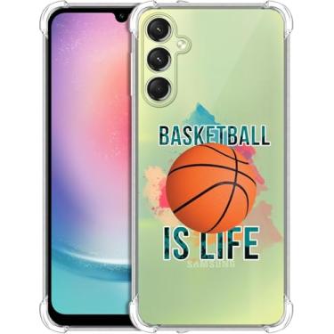 Imagem de GlamCase Capa para Samsung Galaxy A24, capa transparente para Samsung A24 - Basketball is Life Impresso Slim Fit Flexível Transparente À Prova de Choque Capa Traseira/Capa para Samsung Galaxy A24 4G.