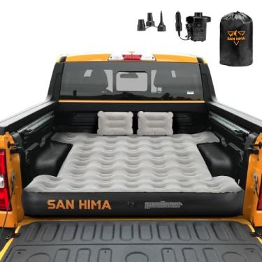 Imagem de SAN HIMA Colchão de ar de cama de caminhão para camas de caminhão compactas regulares de 2 a 2 metros, colchão inflável com bomba e bolsa de transporte para acampamento ao ar livre, camelo e preto
