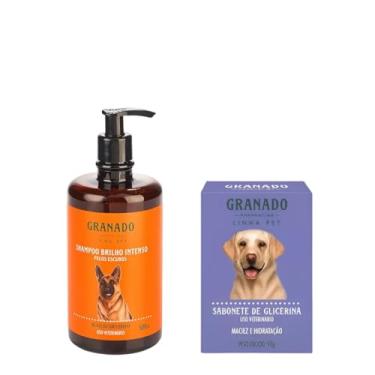 Imagem de Kit Pet Shampoo 500ml + Sabonete Glicerina 90g Higiene Completa Pelos Macios Cães Gatos (Shampoo Brilho Intenso (Pelos escuros) + Sabonete Glicerina)