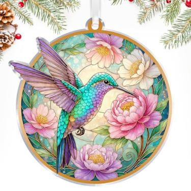 Imagem de HEXMOZ Enfeite de Natal de beija-flor - Enfeites de pássaros para árvore de Natal - Presentes de beija-flor para mulheres - Ideias de presentes de pássaros para amantes de pássaros - Ornamento de