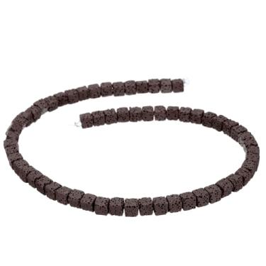 Imagem de Generic Contas de pedra vulcânica marrom para fabricação de joias 6 mm difusor de óleo essencial contas de pedra, quadradas, 60 peças