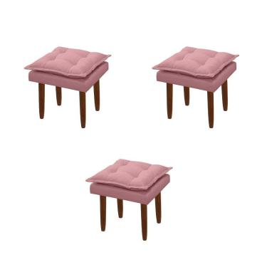 Imagem de Kit 03 Puff Maria Para Sala De Tv E Estar Quarto Confortável Suede Rose Mabe Magazine
