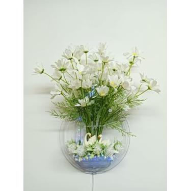 Imagem de Arranjo de flores artificiais transparente montado na parede, buquê de flores, vaso, slot para exibição de artesanato para quarto, sala de estar, escritório, festa, decoração de casamento (margaridas