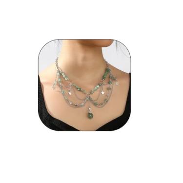 Imagem de Woodland Ren Faire Colar vintage de fada renascentista, colar de pérolas de cristal para mulheres, corrente de borla em camadas, gargantilha com pingente para fantasia, fadas, elfo, estética, cosplay