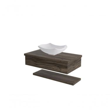 Imagem de Conjunto Bancada C-cuba L42 E Prateleira Metrópole 805 Carvalho Carvalho Dark