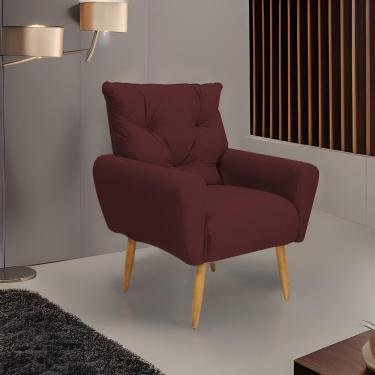 Imagem de Poltrona Decorativa Para Sala De Estar Quarto E Escritorio Denver Veludo Matrix - Vinho Vinho