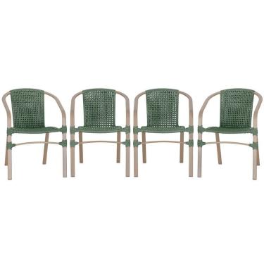 Imagem de 04 Cadeiras Floripa Aluminio Pintura Fendi Trama Original Verde