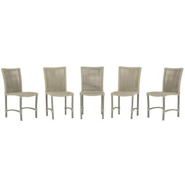 Imagem de 5 Cadeiras De Jantar Cannes De Alumínio Pintura Fendi Trama Rami