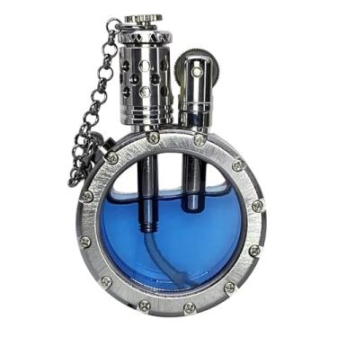 Imagem de Isqueiro antigo vintage com design criativo de garrafa transparente, isqueiro de querosene steampunk, presentes de aniversário exclusivos para homens, pai, marido (prata)